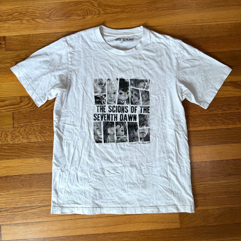 UNIQLO Final Fantasy T-Shirt Mens Medium White 35th Anniversary Anime Gaming